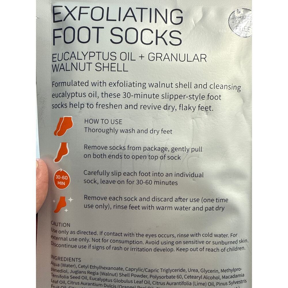 Spa life, exfoliating, foot socks, eucalyptus oil plus granular walnut shell NWT - Picture 4 of 4